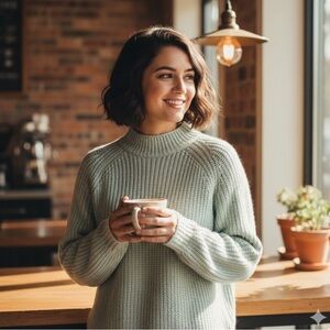 🚨4X$25🚨 H&M Light Green Women's Turtleneck Sweater